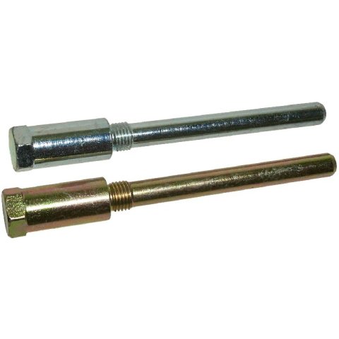 Brake Caliper Bolt - 3/8-16 in Thread - 4.75 in Long - 5/8 in Hex - Built-In Shoulder - Steel - Zinc Oxide - GM - Pair