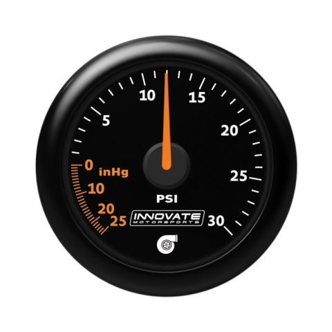 Boost / Vacuum Gauge - MTX-A - 25 in HG-30 psi - Electric - Analog - 2-1/16 in Diameter - Black Face - Each