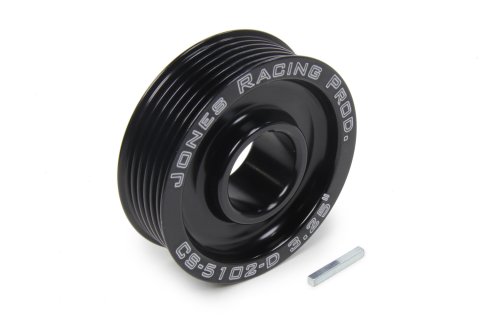 Crankshaft Pulley - Serpentine - 6-Rib - 3.25 in Diameter - 1 in Wide - 1-1/8 in Mandrel - 1/8 in Keyway - Aluminum - Black Anodized - Each