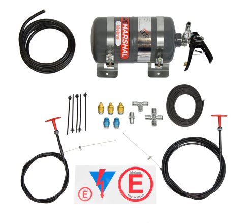 Fire Suppression System - Zero 360 Fire Marshall - Manual - Novec 1230 - FIA Approved - SFI Rated - 5 lb Bottle - Fittings / Hose / Mount / Pull Cable - Kit