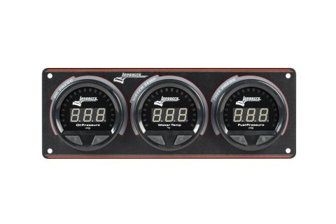 Gauge Panel Assembly - Waterproof LED - Digital - Fuel Pressure / Oil Pressure / Water Temperature - 2-5/8 in Diameter - Black Face - Warning Light - Kit