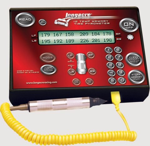 Pyrometer - Coil Cord Tire Probe - 0-300 Degrees Fahrenheit - Display 12 Temps at Once - 10 Set Memory - Kit