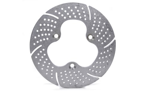 Brake Rotor - Drilled / Slotted - 11 in OD - 0.3750 in Thick - Aluminum - Natural - 3 Pin Sprint Car - Each
