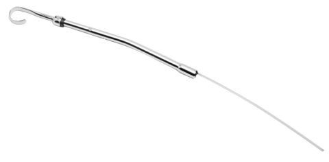 Engine Oil Dipstick - Solid Tube - Block Mount - Steel - Chrome - Pontiac V8 - Each