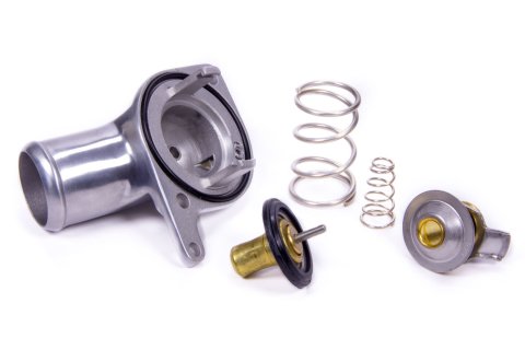 Water Neck and Thermostat - 1-1/2 in ID Hose - 180 Degree Thermostat - Replacement - Aluminum - Polished - GM LS-Series - Each