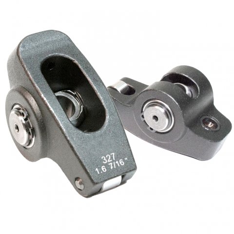 Rocker Arm - Pro Series Billet - 7/16 in Stud Mount - 1.60 Ratio - Full Roller - Aluminum - Black Anodized - Small Block Chevy - Set of 16