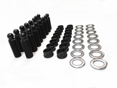 Rocker Arm Adjuster - 7/16-20 in Thread - 3/8 in Ball - Steel - Black Oxide - Set of 16