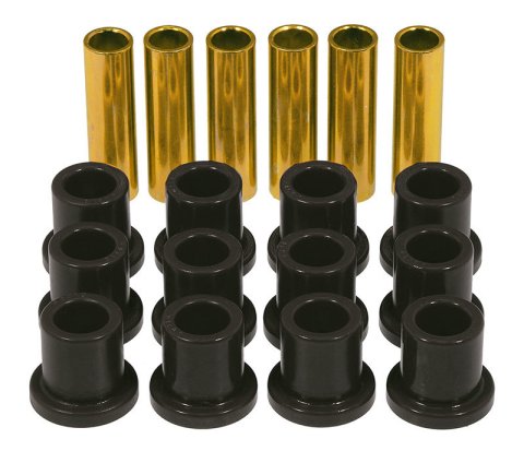 Spring and Shackle Bushing - Polyurethane / Steel - Black / Cadmium Plated - Ford Fullsize Truck 1957-72 - Kit