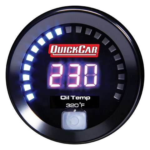 Oil Temperature Gauge - 100-320 Degree F - Electric - Digital - 2-1/16 in Diameter - Black Face - Each