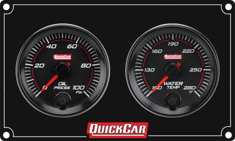 Gauge Panel Assembly - Redline - Oil Pressure / Water Temperature - 2-5/8 in Diameter - Black Face - Kit