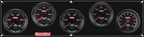 Gauge Panel Assembly - Redline - Oil Pressure / Water Temperature / Fuel Pressure / Water Pressure / Tachometer - 0-100 psi Fuel Pressure - Black Face - Aluminum - Black Anodized - Kit