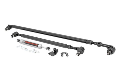 Steering and Stabilizer Kit - Heavy Duty - Drag Link / Tie Rods / Hardware Included - Steel - Black Paint - Jeep Cherokee XJ / Wrangler TJ 1984-2006 - Kit