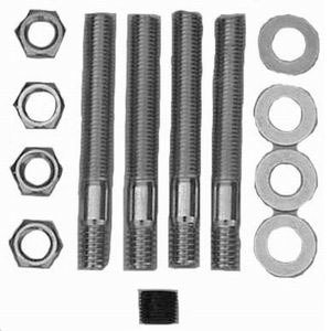 Carburetor Stud - 5/16-18 and 5/16-24 in Thread - 3 in Long - Hex Nuts - Steel - Zinc Oxide - Set of 4