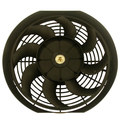 Electric Cooling Fan - 12 in Fan - Push / Pull - 1450 CFM - 12V - Curved Blade - 11.75 x 12.5 in - 2.75 in Thick - Plastic - Kit