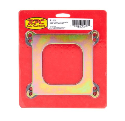 Carburetor Adapter - 0.063 in Thick - Open - Spread Bore to Square Bore - Gaskets Included - Steel - Gold Zinc - Each