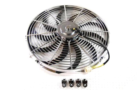 Electric Cooling Fan - 16 in Fan - Push / Pull - 2300 CFM - 12V - Curved Blade - 16 x 18 in - 3.25 in Thick - Plastic - Kit