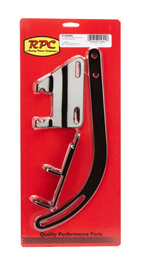 Alternator Bracket - Driver Side - Header Mount - Steel - Black Powder Coat - Short Water Pump - Small Block Chevy - Kit