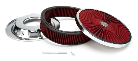 Air Cleaner Assembly - Super Flow - 14 in Round - 3 in Element - 5-1/8 in Carb Flange - Dropped Base - Steel - Chrome - Kit
