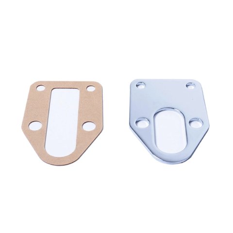 Fuel Pump Mounting Plate - Gasket Included - Steel - Chrome - Small Block Chevy - Each