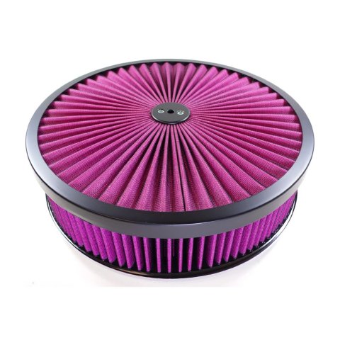 Air Cleaner Assembly - 14 in Round - 3 in Tall - 5-1/8 in Carb Flange - Dropped Base - Steel - Black Powder Coat - Kit