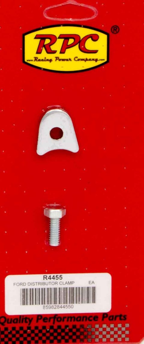 Distributor Hold Down - Bolt Mounted - Hardware Included - Steel - Chrome - Ford - Each
