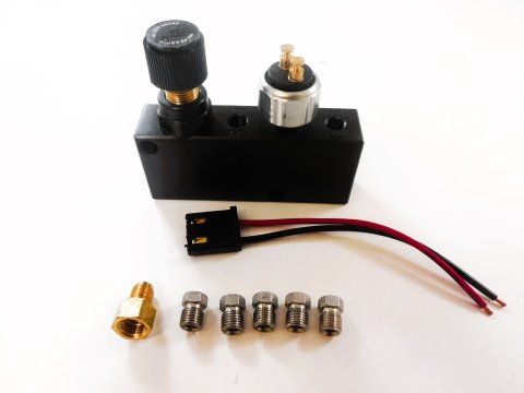 Proportioning Valve - 3/8-24 in Female Inlet - 3/8-24 in Female Outlet - Adjustable - Knob Style - Aluminum - Black Anodized - Each