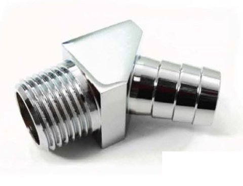 Fitting - Adapter - 45 Degree - 1/2 in NPT Male to 5/8 in Hose Barb - Aluminum - Chrome - Each