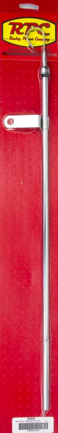 Engine Oil Dipstick - Solid Tube - Pan Mount - 21 in Long - Steel - Chrome - Big Block Chevy - Each