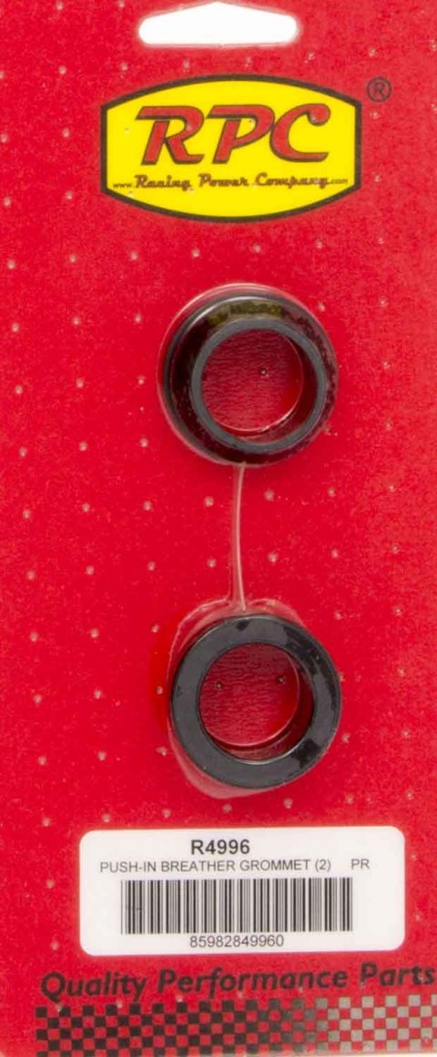 Breather Grommet - 1 in ID - 1.25 in OD - 0.655 in Thick - Rubber - Black - Pair