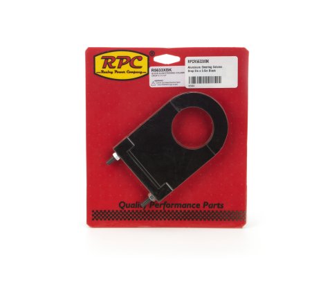 Steering Column Bracket - 2 in Diameter Tube - 3-1/2 in Drop - Hinged Base - Hardware Included - Aluminum - Black Anodized - Each