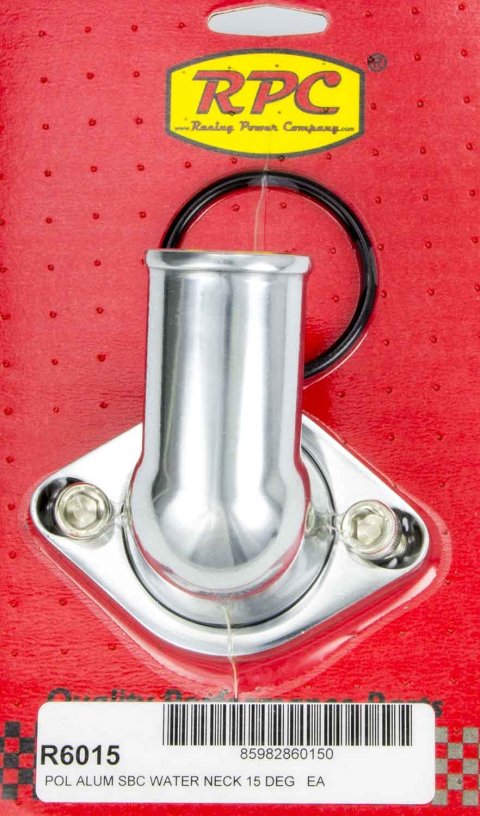 Water Neck - 75 Degree - 1-1/2 in ID Hose - Swivel - O-Ring - Aluminum - Polished - Chevy V8 - Each