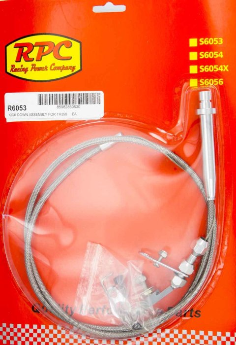 Kickdown Cable - Adjustable Length - Braided Stainless Housing - Aluminum Fittings - Natural - TH350 - Kit