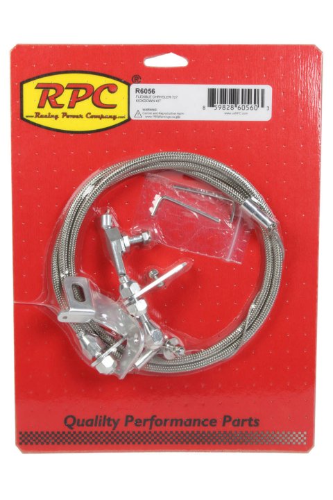 Kickdown Cable - Adjustable Length - Braided Stainless Housing - Fittings - Natural - Torqueflite 727 - Kit
