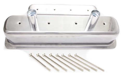 Valve Cover - Tall - 3.688 in Height - Breather Tubes - Aluminum - Polished - Center Bolt - Circle Track - Small Block Chevy - Pair