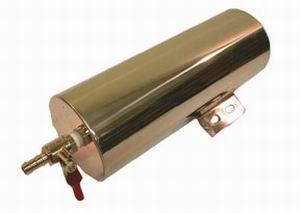 Recovery Tank - Coolant - 19 oz - 8 in Tall - 3 in Diameter - Drain Valve - Stainless - Polished - Kit