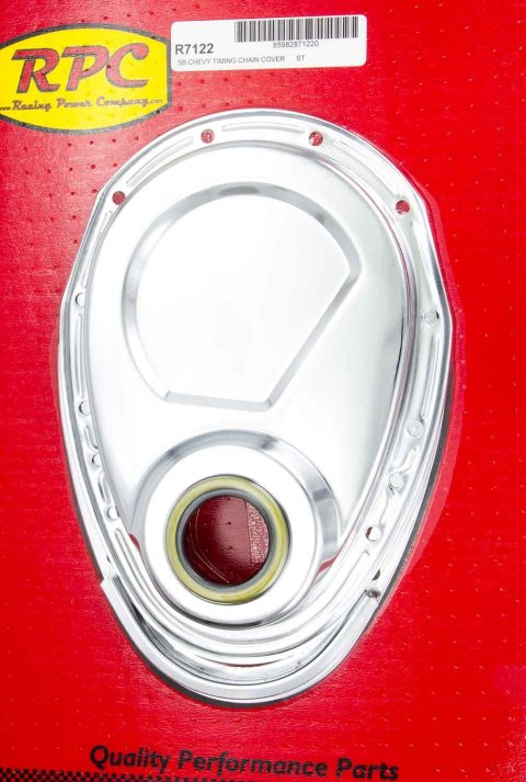 Timing Cover - 2-Piece - Gaskets / Hardware / Seal Included - Steel - Chrome - Small Block Chevy - Each