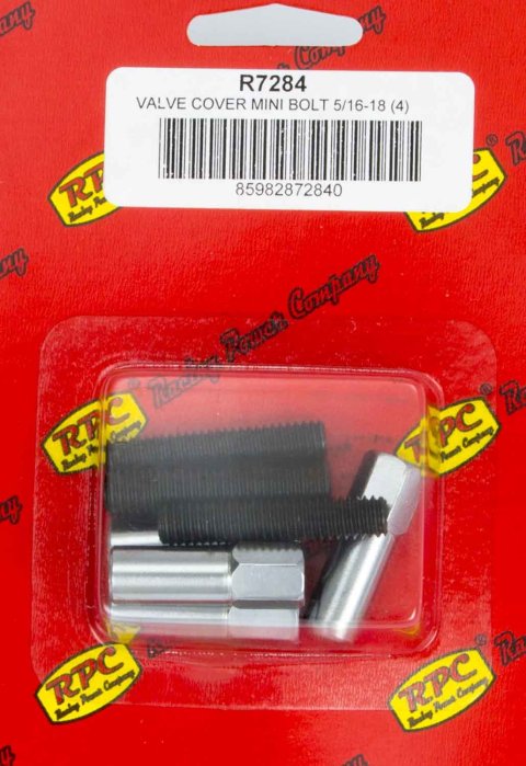 Valve Cover Fastener - Stud - 5/16-18 in Thread - 1.500 in Long - Mini Bolt - 1-1/4 in Long - Steel - Chrome - Set of 4