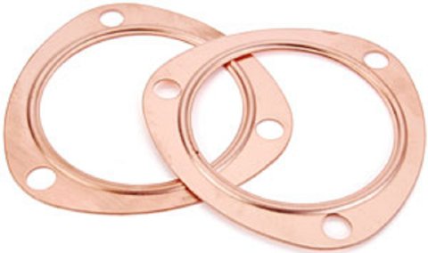 Collector Gasket - 0.040 in Thick - 3.5 in Diameter - 3-Bolt - Copper - Pair