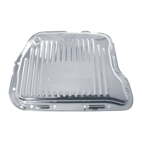 Transmission Pan - Ribbed - 2 in Deep - Magnetic Drain Plug - Steel - Chrome - Torqueflite - Kit