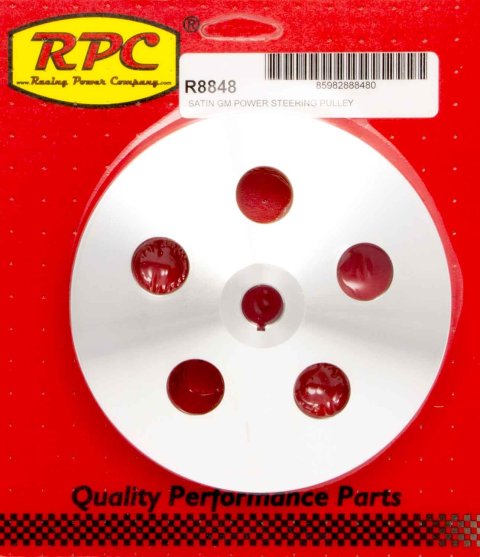Power Steering Pump Pulley - V-Belt - 1 Groove - Bolt-On - 5.875 in Diameter - Aluminum - Satin - Saginaw - Each
