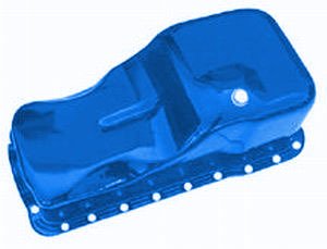 Engine Oil Pan - Front Sump - Stock Depth - Steel - Blue Paint - Small Block Ford - Each