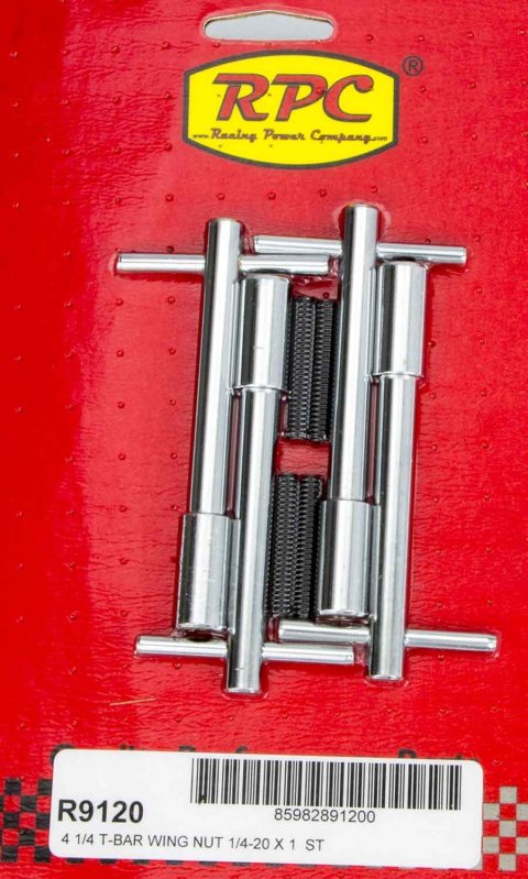 Valve Cover Fastener - Stud - 1/4-20 in Thread - 1.375 in Long - Wing Nuts - 4-1/4 in Long - Steel - Chrome - Set of 4