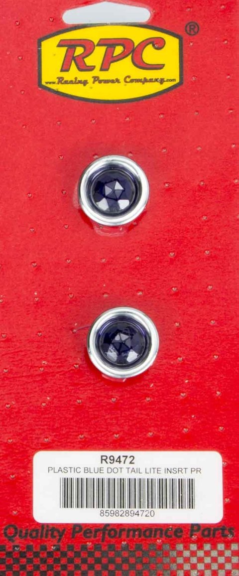 Tail Light Blue Dots - 15/16 in Mounting Hole - Plastic - Blue / Chrome - Pair