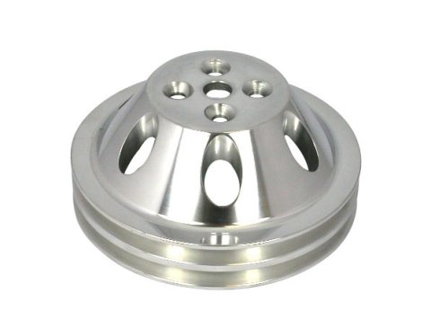 Water Pump Pulley - V-Belt - 2 Groove - 6.6 in Diameter - Aluminum - Polished - Short Water Pump - Small Block Chevy - Each
