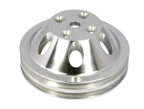 Water Pump Pulley - V-Belt - 2 Groove - 6.6 in Diameter - Aluminum - Polished - Long Water Pump - Small Block Chevy - Each