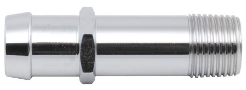 Fitting - Water Pump - 1/2 in NPT Male to 3/4 in Hose Barb - 3 in Long - Aluminum - Chrome - Each