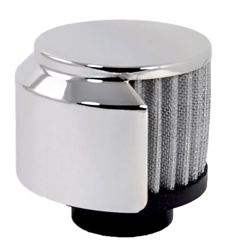 Breather - Clamp-On - Round - 1-3/8 in Hole - Half Shielded - Rubber / Steel - Black / Chrome - Each