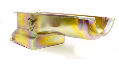 Engine Oil Pan - Drag Race - Rear Sump - 7 qt - 8.25 in Deep - Steel - Cadmium - 2-Piece Seal - Big Block Chevy - Each