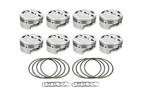 Piston - AutoTec - Dished - Forged - 4.155 in Bore - 1.5 x 1.5 x 3.0 mm Ring Grooves - Minus 23.90 cc - Small Block Chevy - Set of 8