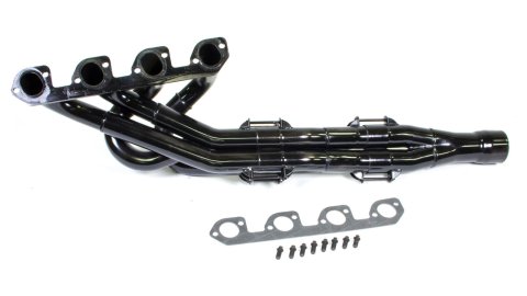 Headers - Pro Four Tri-Y - 1.625 to 1.75 in Primary - 3 in Collector - Gaskets / Hardware Included - Steel - Black Paint - Through Firewall - Mustang II / Pinto - Ford 2300 - Each
